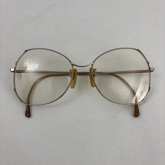 Vintage 1970s Eyeglasses Large Metal Frames Gold Glitter Accents Womens main image 7